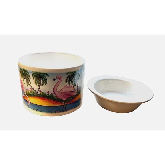 Beach Theme -‎ Ceramic Flamingo Dip Chiller Dish - Picture 3 of 5